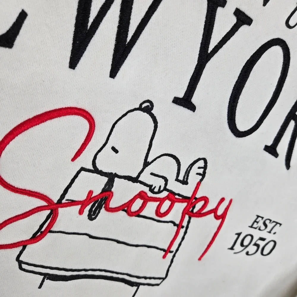 Peanuts New York Snoopy Cream/Black/Red Graphic Sweatshirt - Picture 3 of 9